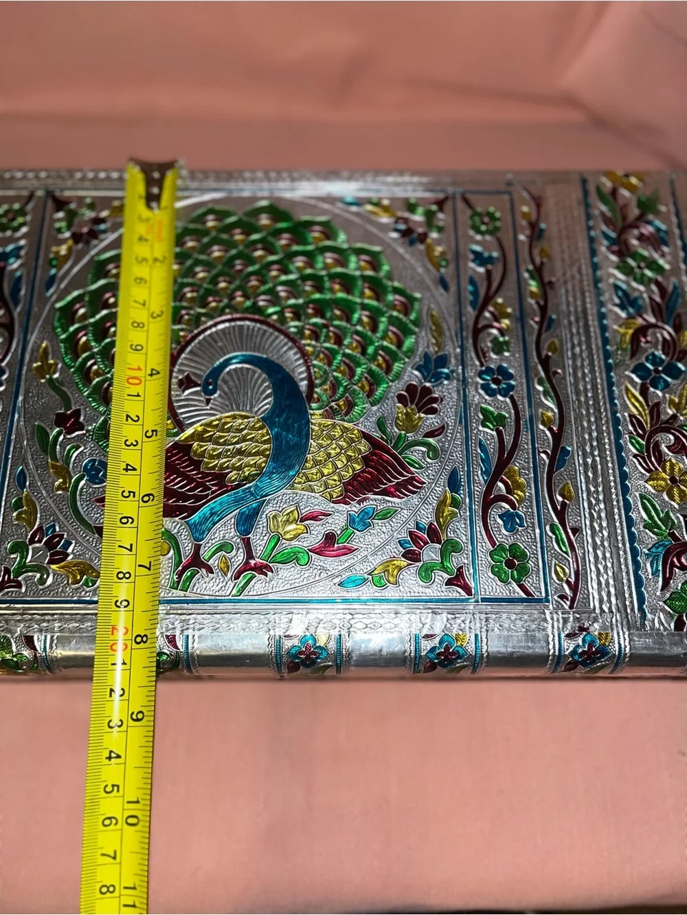 Handpainted Peacock Decorative Metal Box - Multicolor
